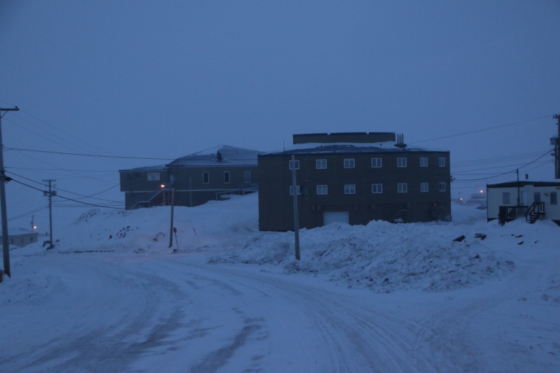 This is the hotel where I am staying. It is in two parts, and I am in the building in the fore ground and the part behind has rooms and a restaurant  where I had a caribou dinner on my night of arrival. It is the nicest hotel in all of Nunavut .